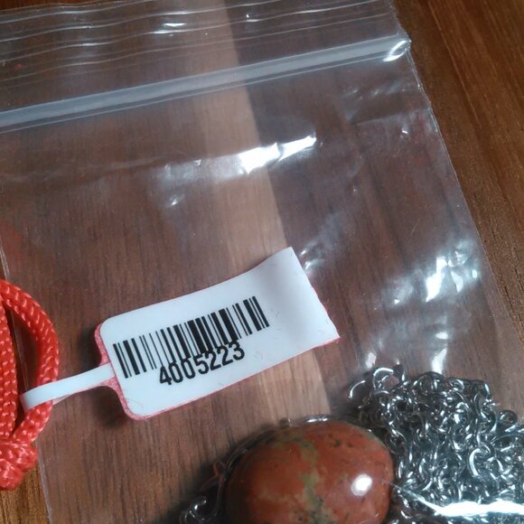 Unakite Silvertone Pendant Stainless Steel Necklace - Picture 12 of 12